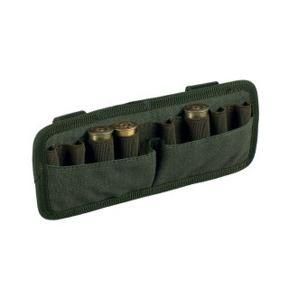 Porta cartucce Riserva 8 celle multicalibro (12/20/28) in Cordura Naturelle Verde, con passanti a bottone per aggancio modulare.