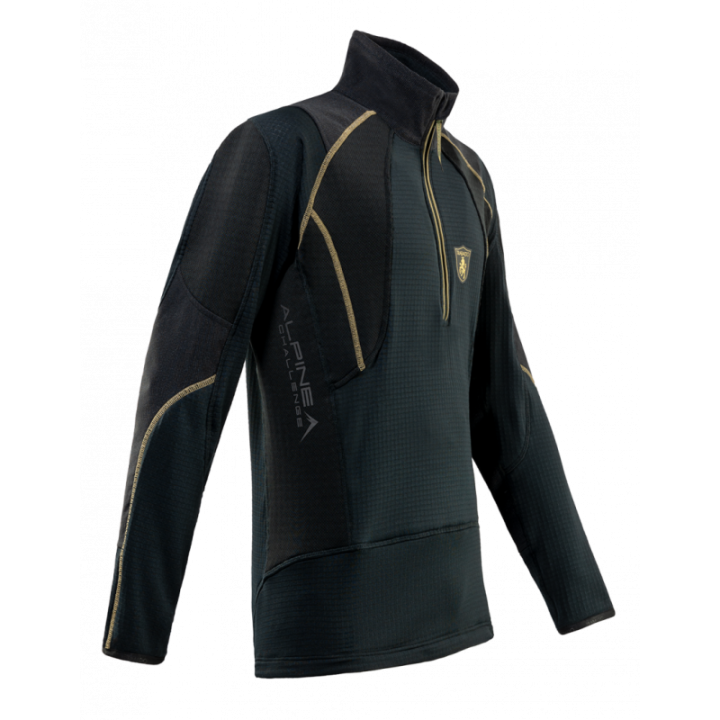 Maglia Trabaldo SERAK BLACK: ibrido termico con Polartec Power Air e Grid Fleece per caccia
