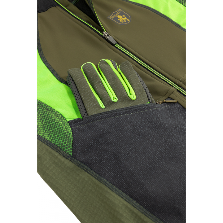Giacca Trabaldo SUPERCAYMAN H.V.: ibrido softshell TITANIAL, antivento e alta visibilità per il bosco