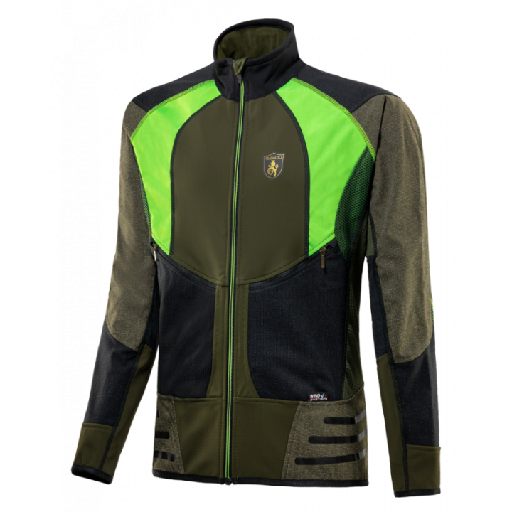 Giacca Trabaldo SUPERCAYMAN H.V.: ibrido softshell TITANIAL, antivento e alta visibilità per il bosco