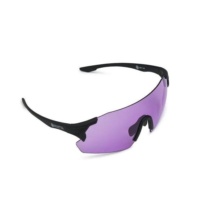 Occhiali da tiro Beretta Challenge EVO con nasello regolabile e lenti Viola/Orange.