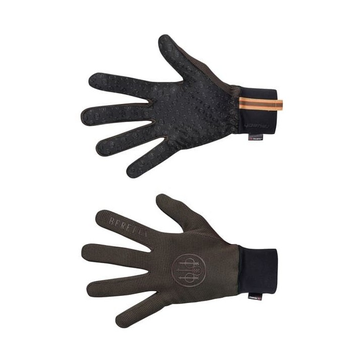 Guanti termici Beretta Hardface Polartec Brown Bark, con touch-screen e grip antiscivolo.