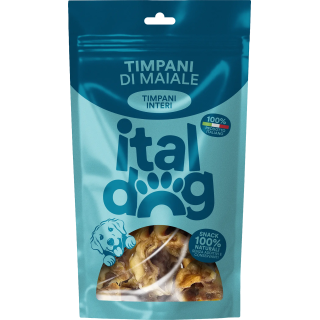 Italdog Timpani di Maiale Naturali per Cani – Snack Masticabile 100% Naturale