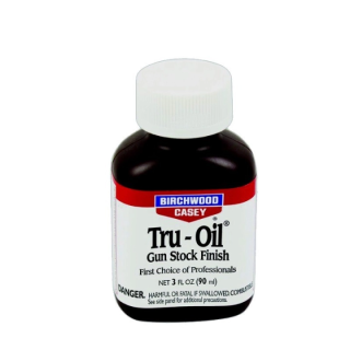 Olio Birchwood Tru-Oil 90ml per finitura professionale dei calci in legno, resistente all'acqua.