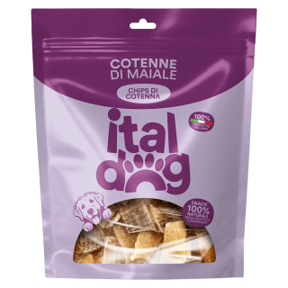 Cotenna di Maiale Italdog, snack masticabile 100% naturale, alto in proteine, pulizia denti cani.