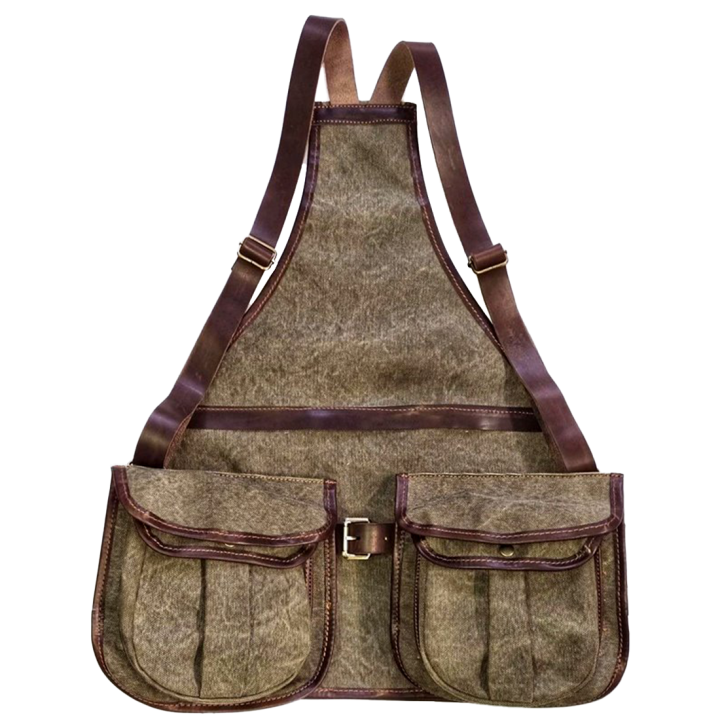 Trisacca Spadoni Mod. 637 in Canvas delavè e cuoio. Cacciatora accessibile da entrambi i lati