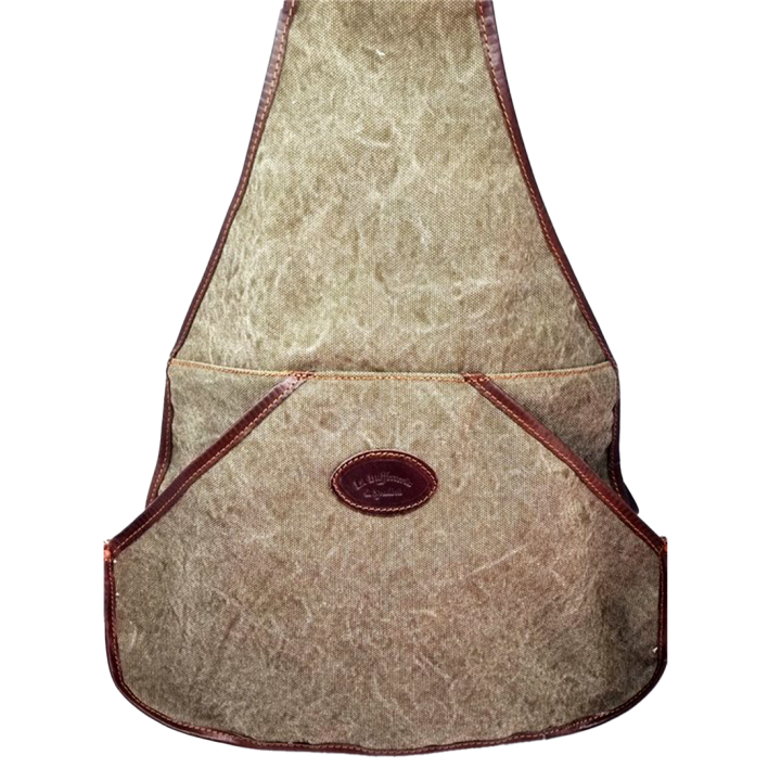 Trisacca Spadoni Mod. 637 in Canvas delavè e cuoio. Cacciatora accessibile da entrambi i lati