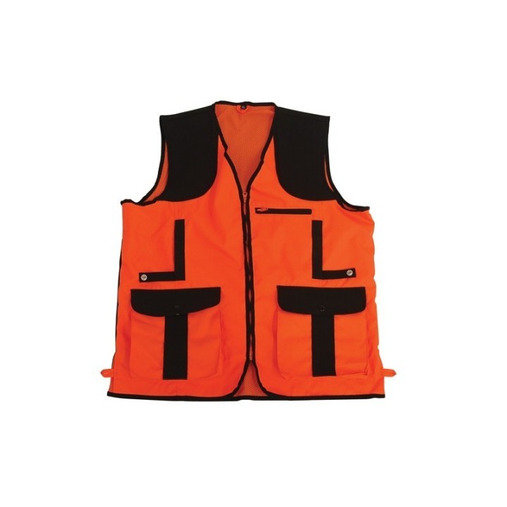 Gilet RA Sport Traccia: alta visibilità Orange Blazed, multitasche e porta cartucce, perfetto per la caccia in battuta.