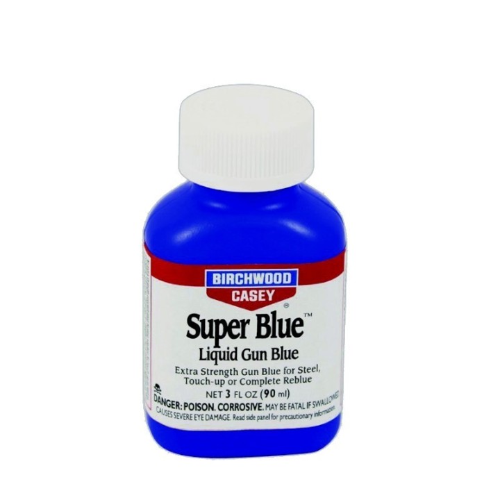 Brunitore liquido Birchwood Super Blue 90ml, extra-forte per ripristinare la brunitura su acciai lucidi.